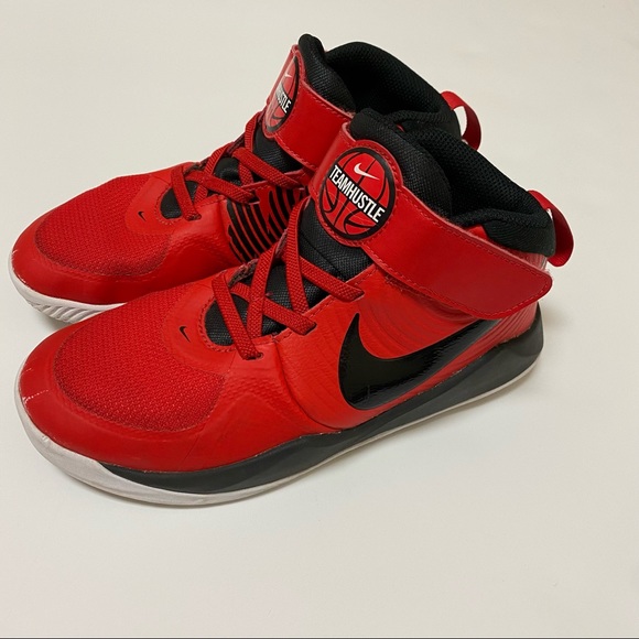 Nike Other - Nike Team Hustle Red Sneakers Kids Boys Sz 2Y